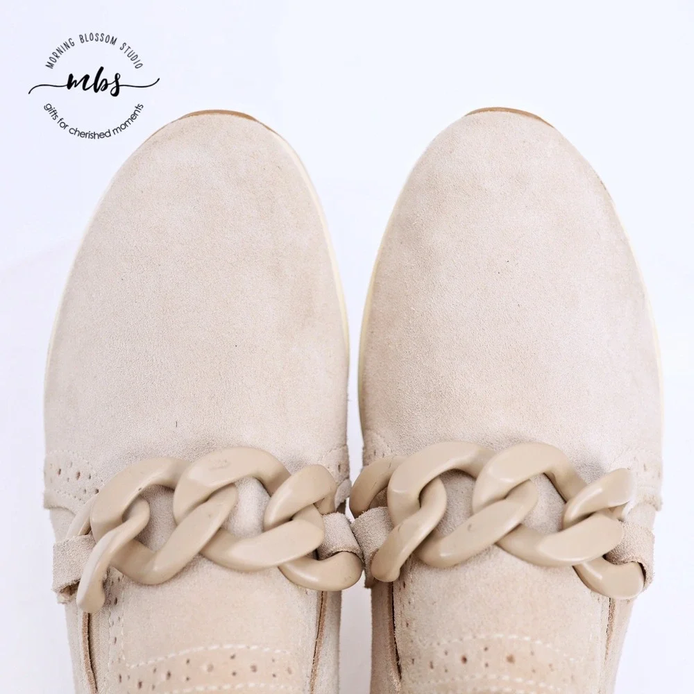 Dolce Vita Jhenee Suede Platform Sneakers Chain Link‎ Cream Pink Women 9.5